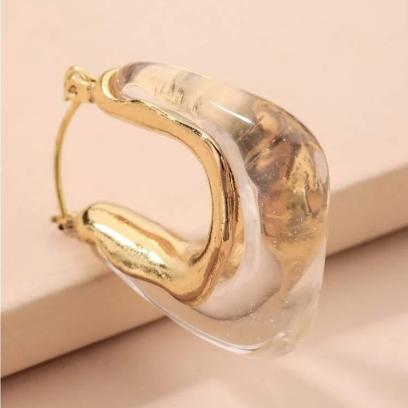 Anthro Clear resin mini hoop earrings - Picture 4 of 6